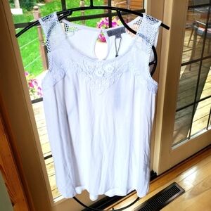Joseph A White Scalloped Lace Sleeveless Sz. S Tank Top Tunic